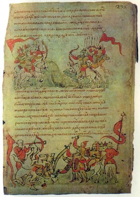 The Chronicle Tale of Prince Igor’s Campaign. The Second Battle with the polovtsians and the Defeat of Igor's Host. Illumination from The Radziwill Chronicle. 15th century. Academy of Sciences Library, Leningrad